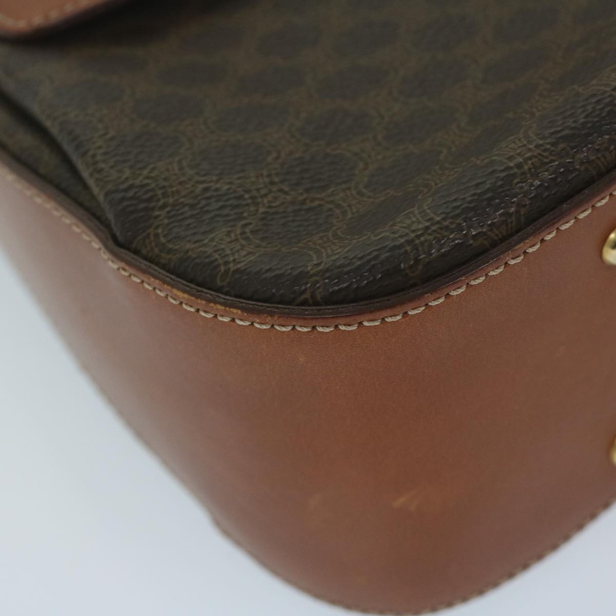 CELINE Macadam Canvas Hand Bag Pvc Leather Brown - 16