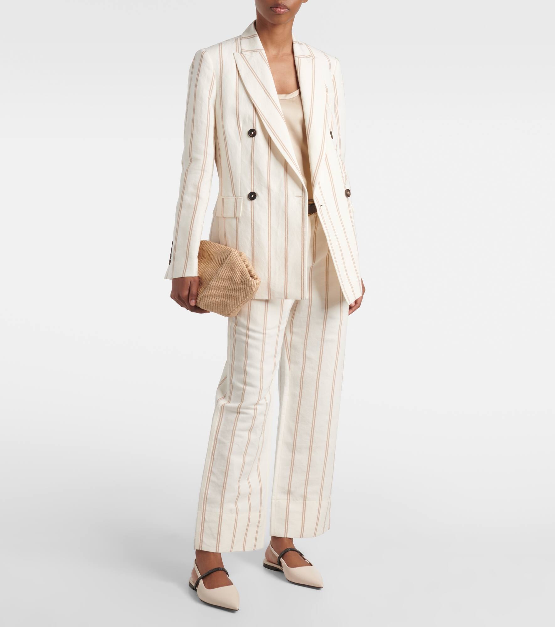 Monili striped linen and cotton chinos - 2