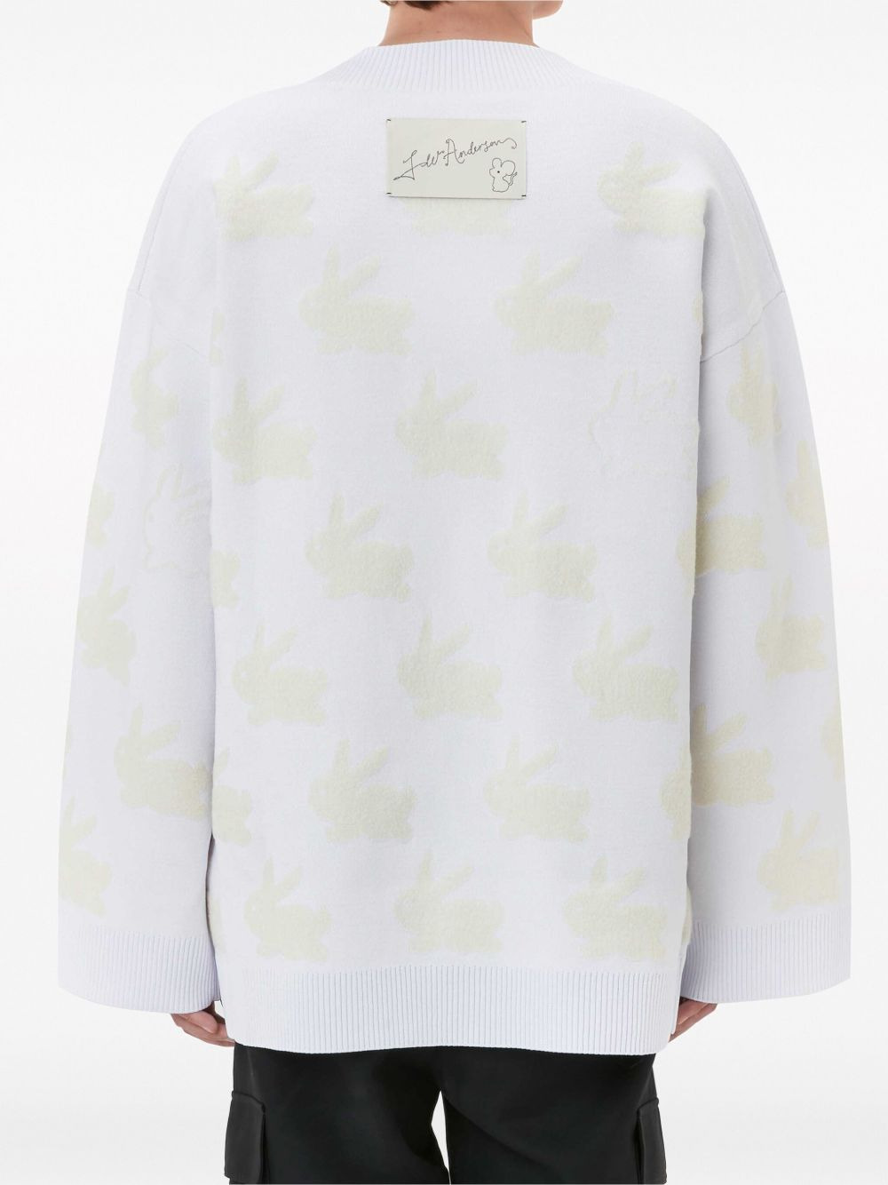 bunny-print V-neck jumper - 4