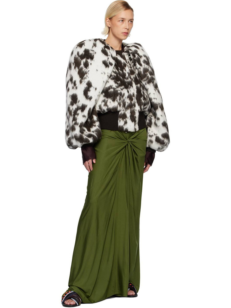 Dries Van Noten Off-White & Brown Brushed Bomber Jacket outlook