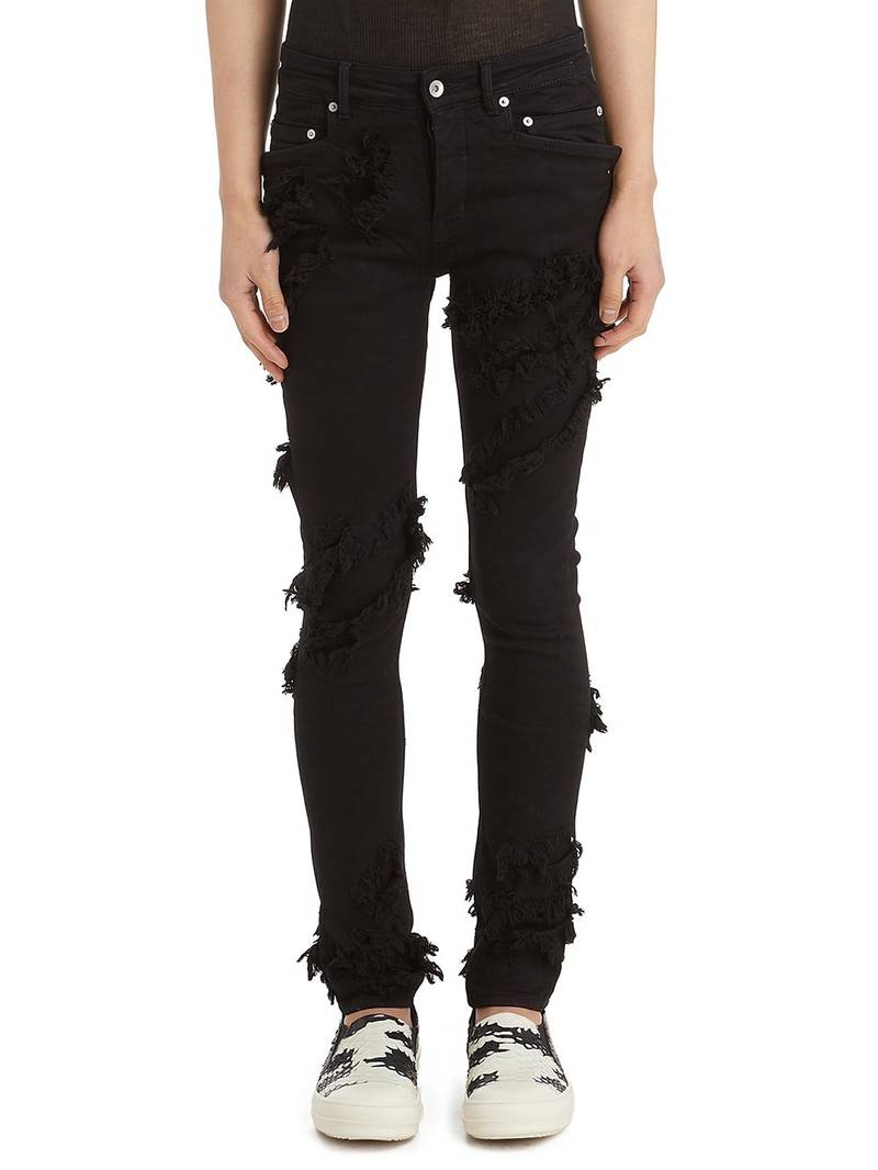 RICK OWENS DRKSHDW Distressed Skinny Jeans Black 1