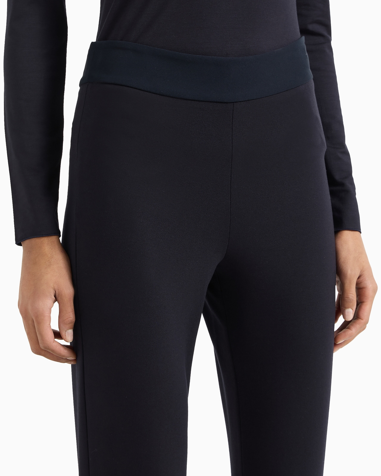 Slim-fit pants in Milano knit fabric with satin band - 5