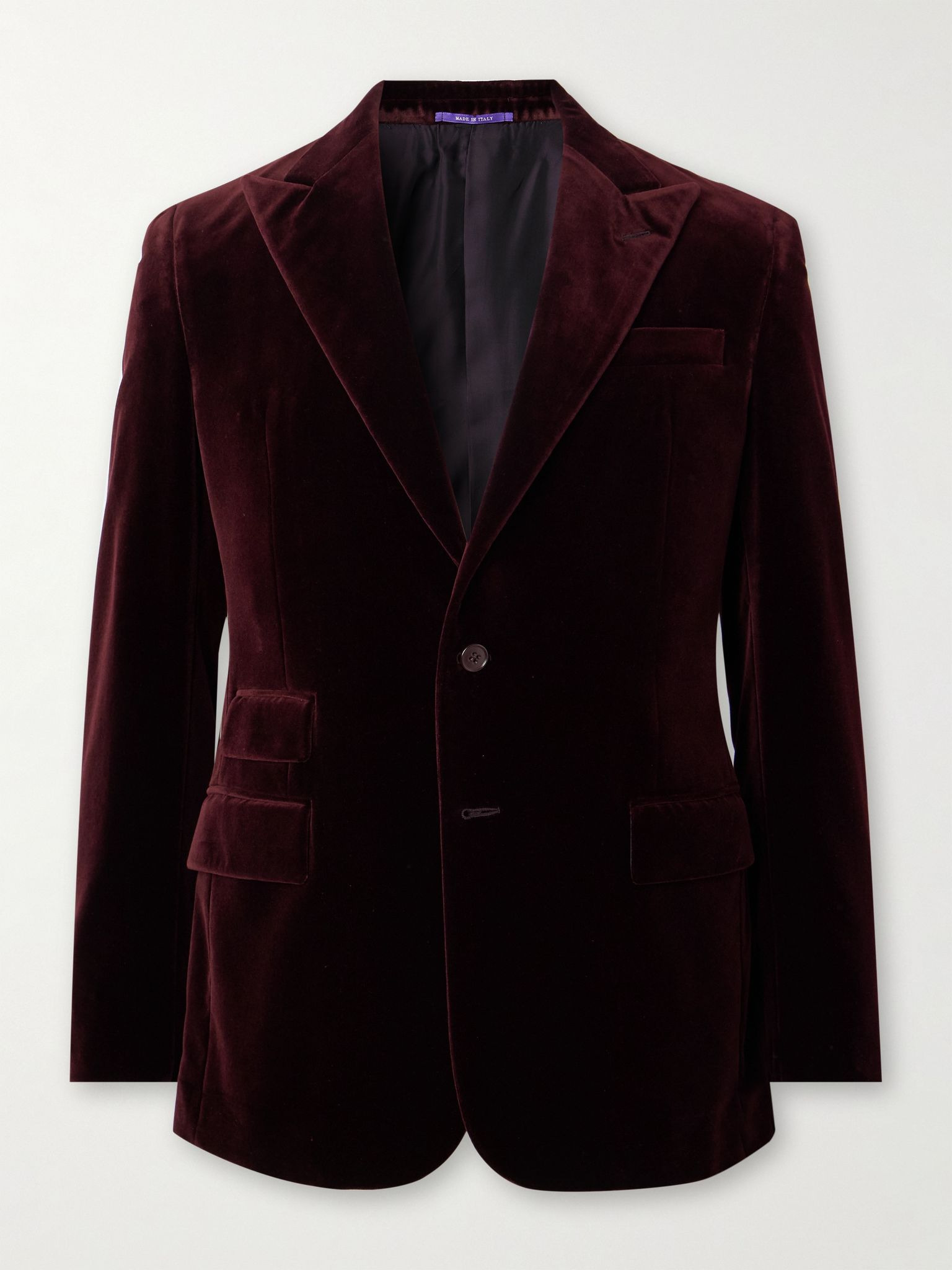 Cotton-Velvet Tuxedo Jacket Burgundy - 1