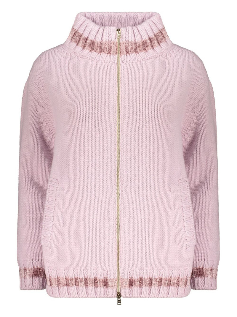 high-neck ribbed cardigan 1