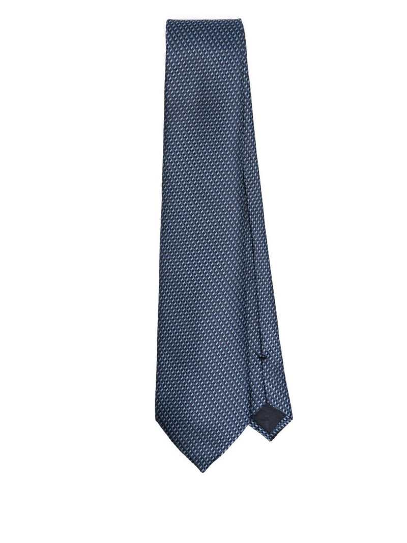 geometric-pattern silk tie 1