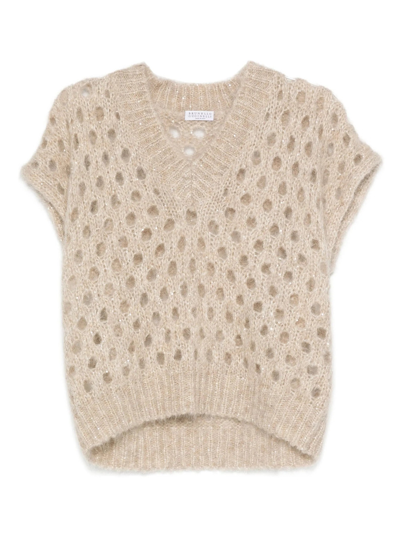 Brunello Cucinelli V-neck Open-knit Vest 1
