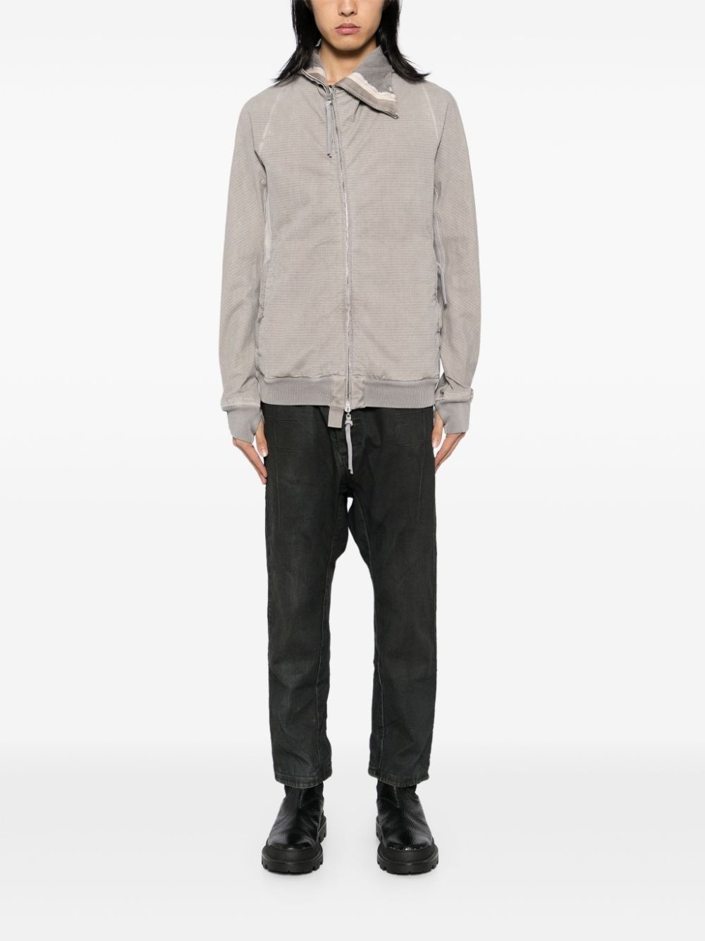 asymmetric cotton hooded jacket - 2