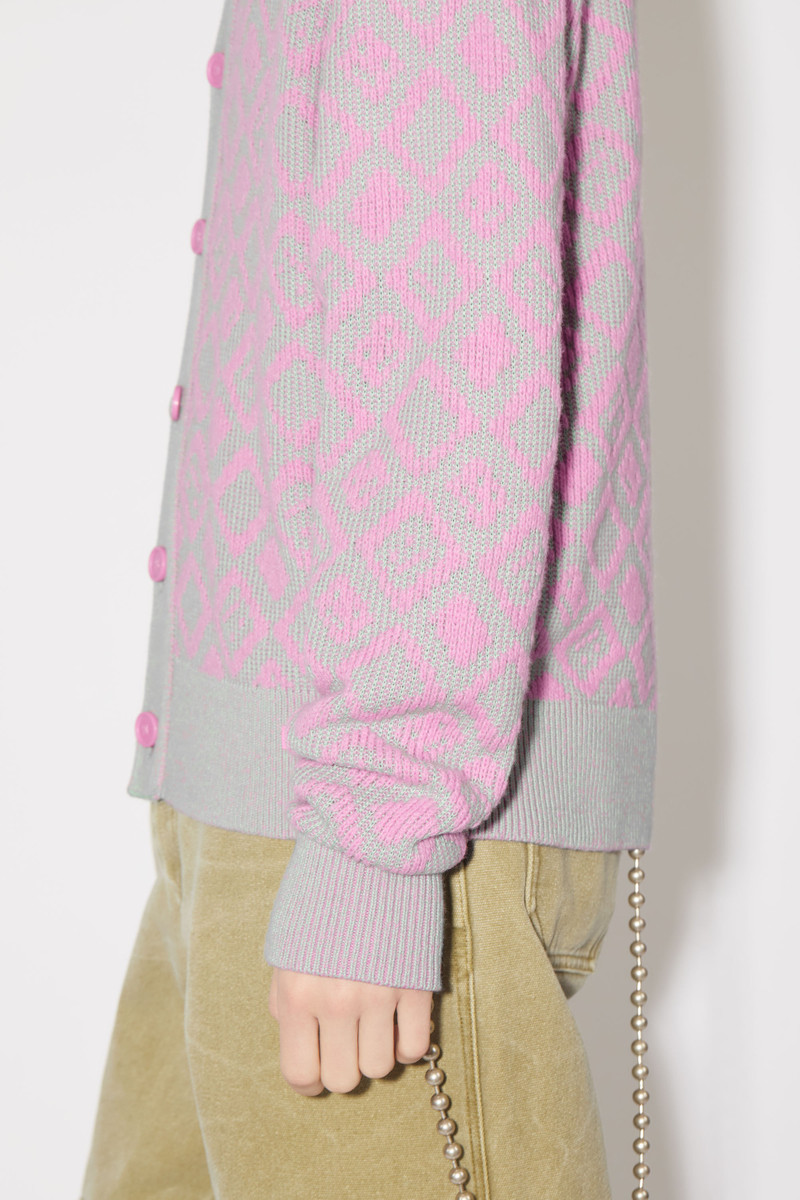 Face tiles cardigan - Bubble pink/spring green 4