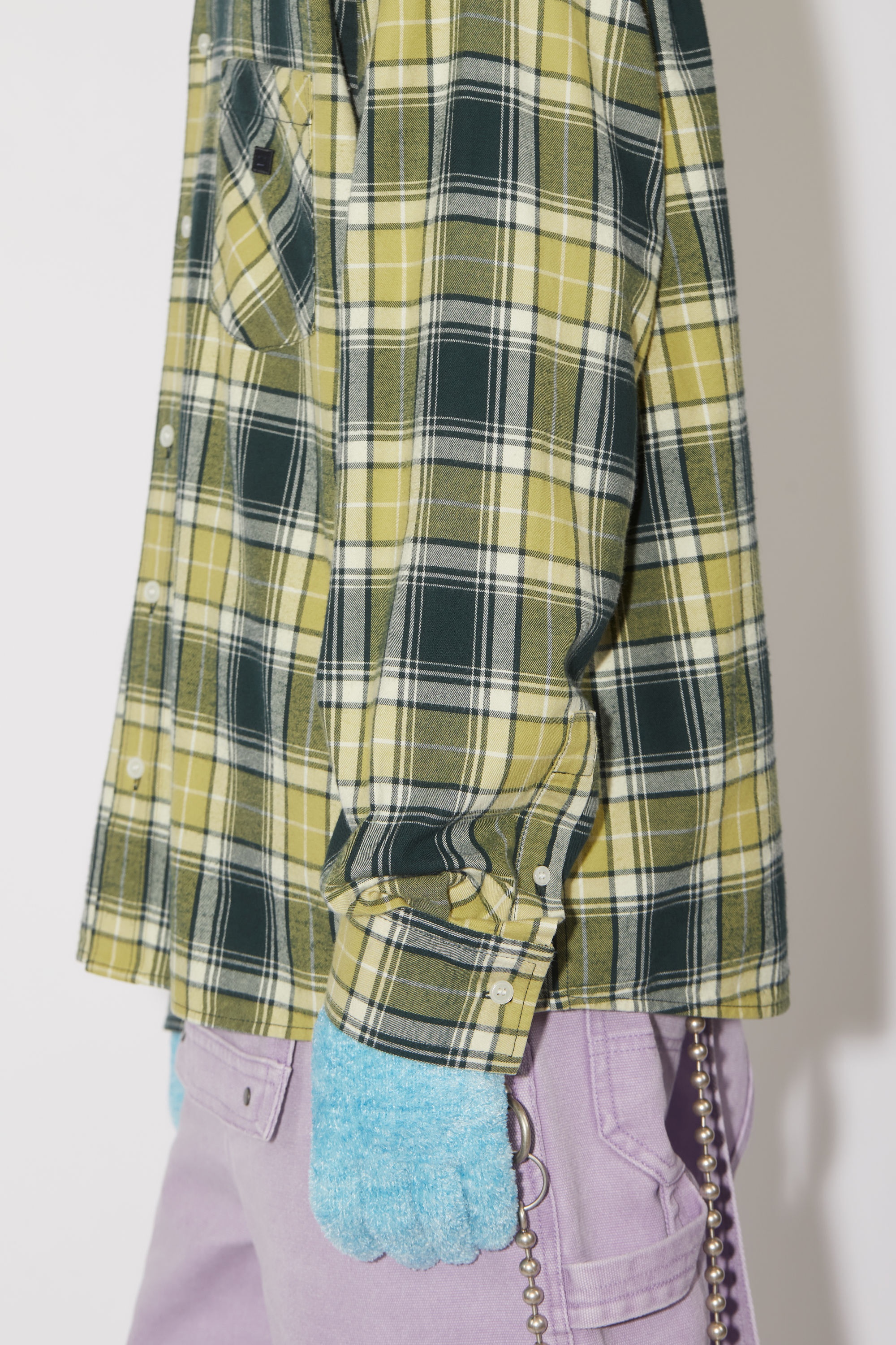 Check button-up shirt - Forest green/light green - 4