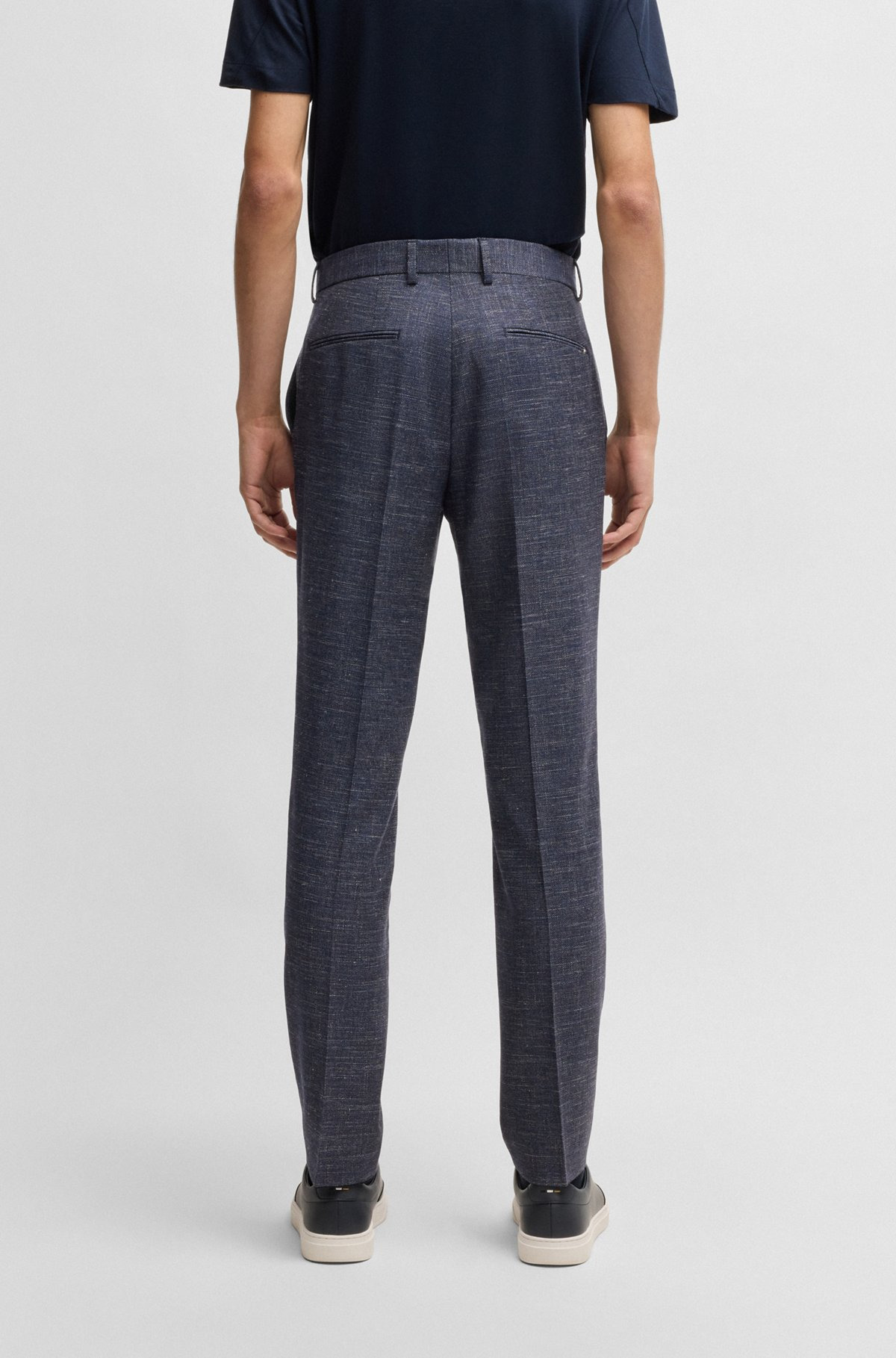 SLIM-FIT TROUSERS IN PATTERNED WOOL - 4