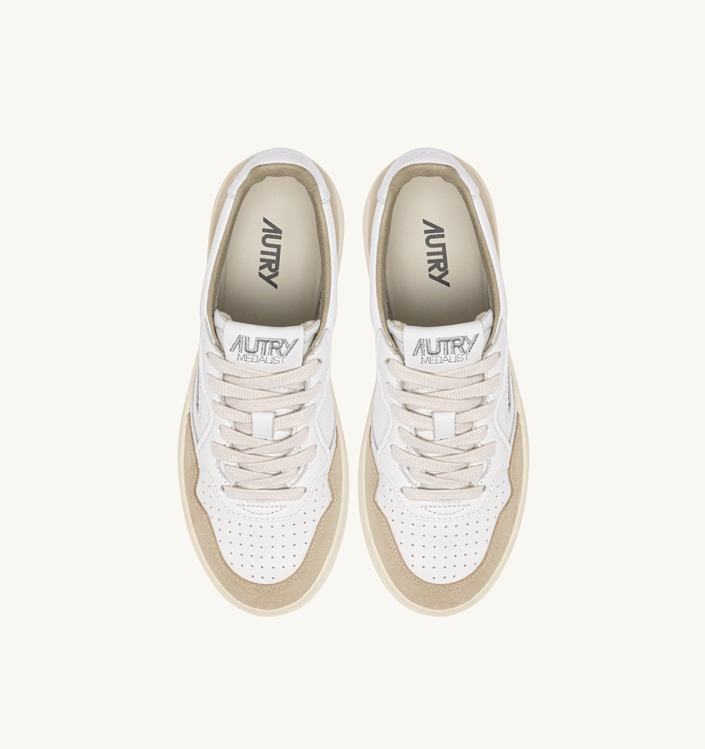 MEDALIST LOW SNEAKERS IN WHITE LEATHER AND SPONGE SUEDE - 5