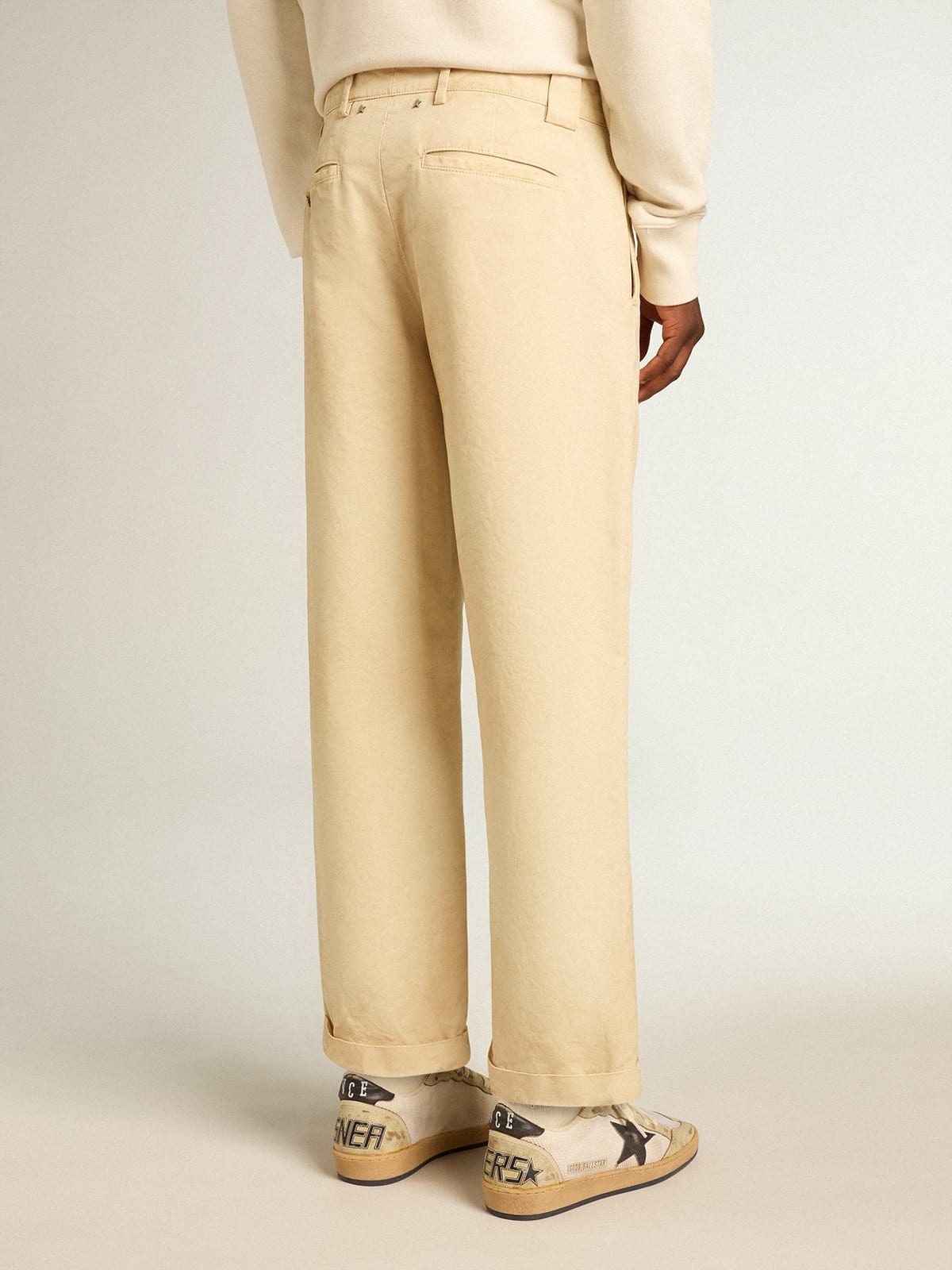 Ecru-colored cotton chinos - 4