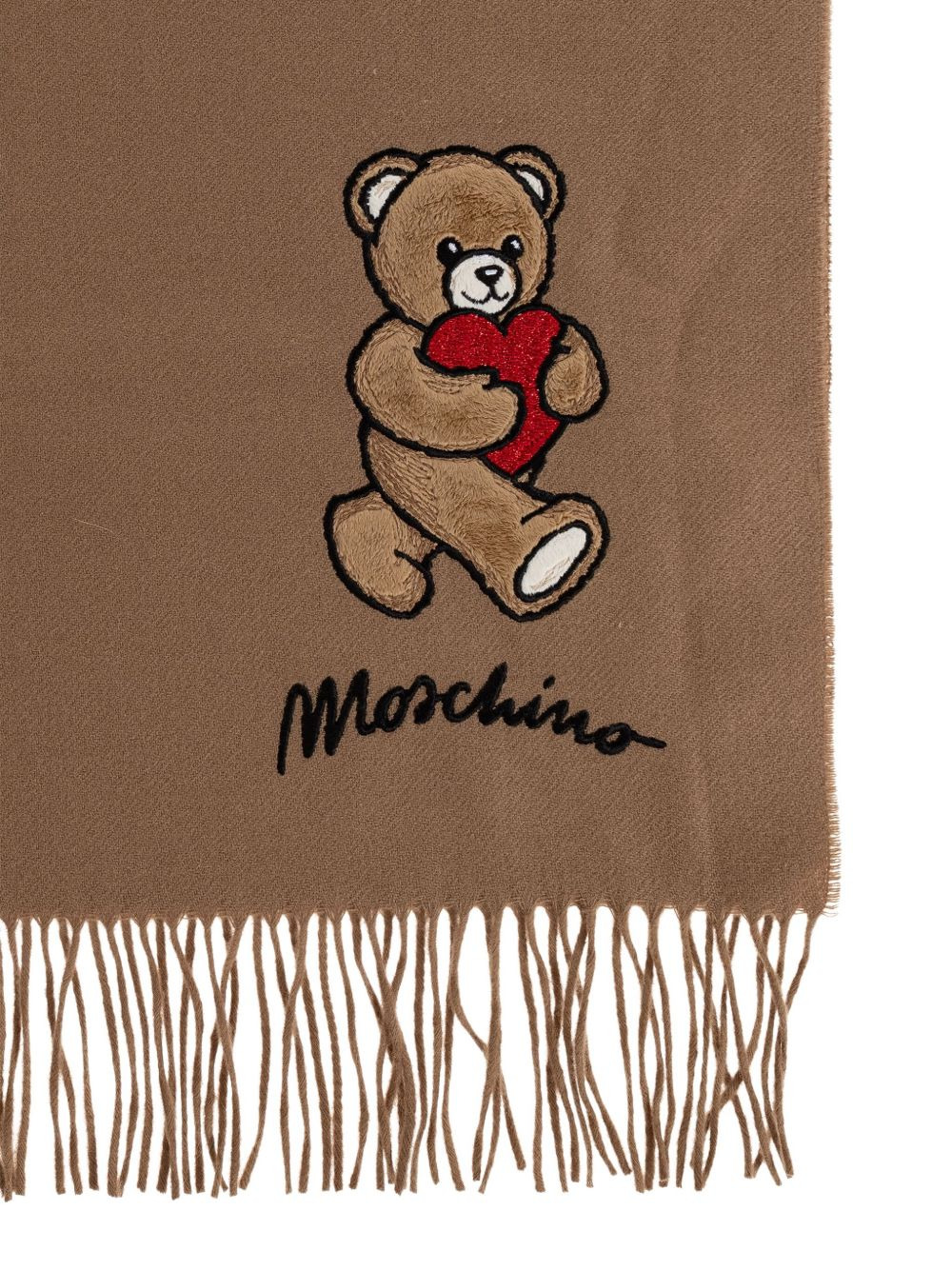 teddy heart-embroidered scarf - 2