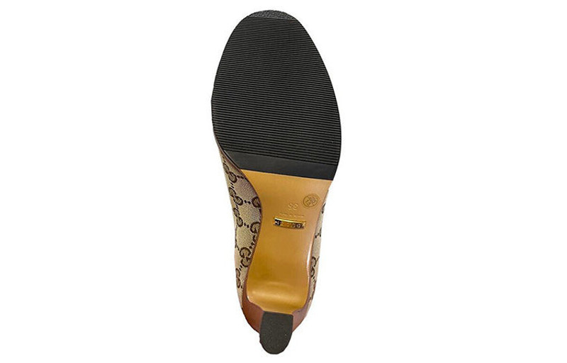 GUCCI (WMNS) Gucci Lisa GG Canvas Mid-Heel Boots 'Beige Ebony' 551149-KY9V0-9770 outlook