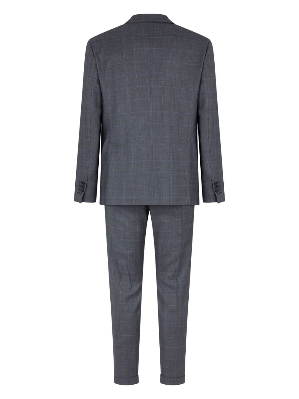 checked single-breasted wool suit - 2