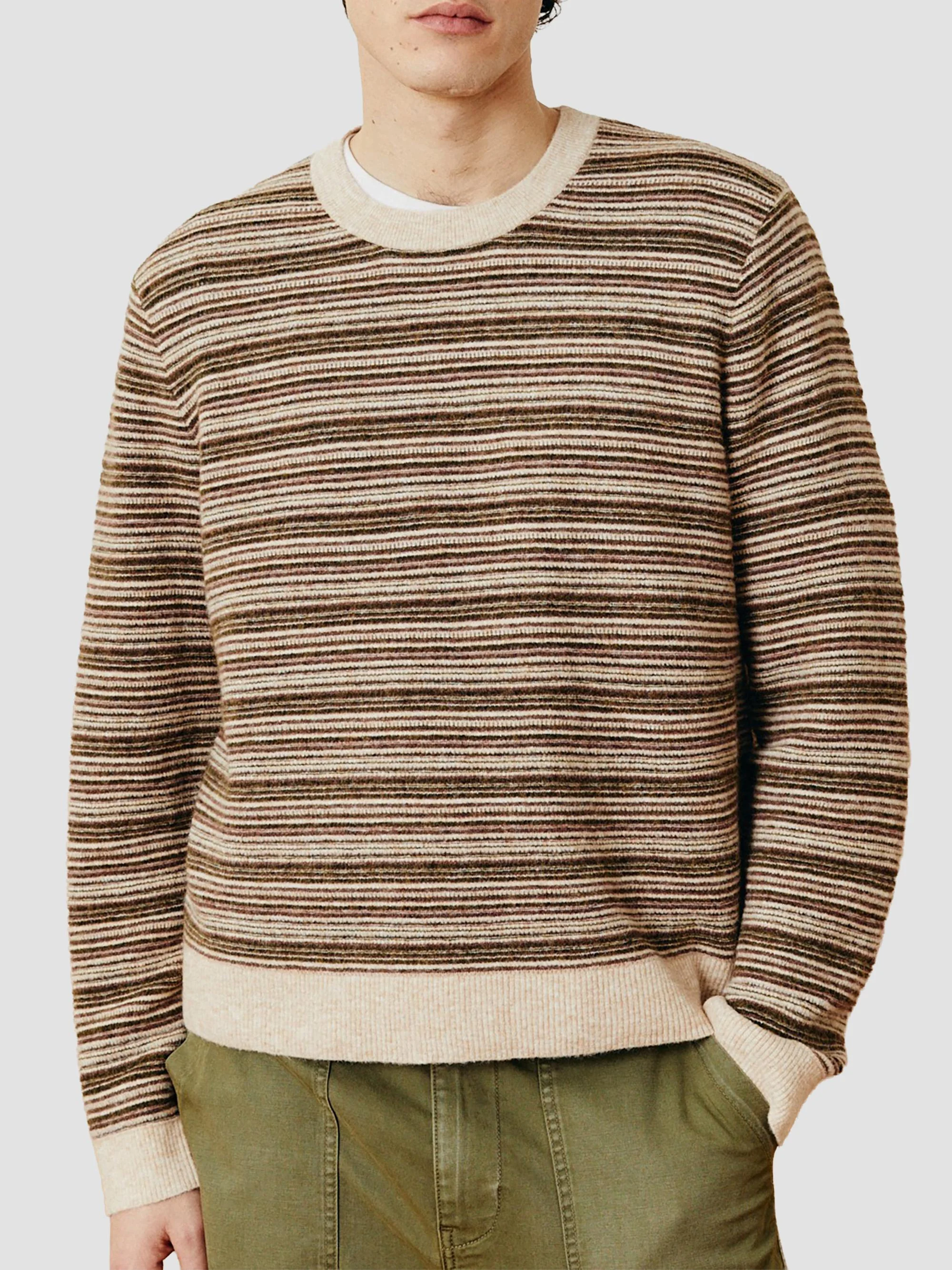 Men's Striped Knit Crewneck Sweater - Multi - 1