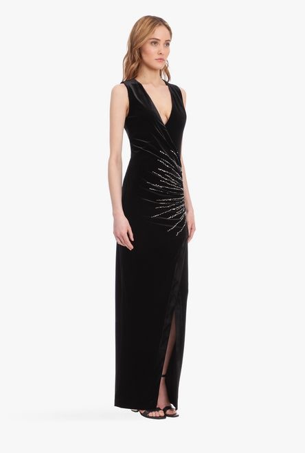 Long rhinestoned velvet dress - 7