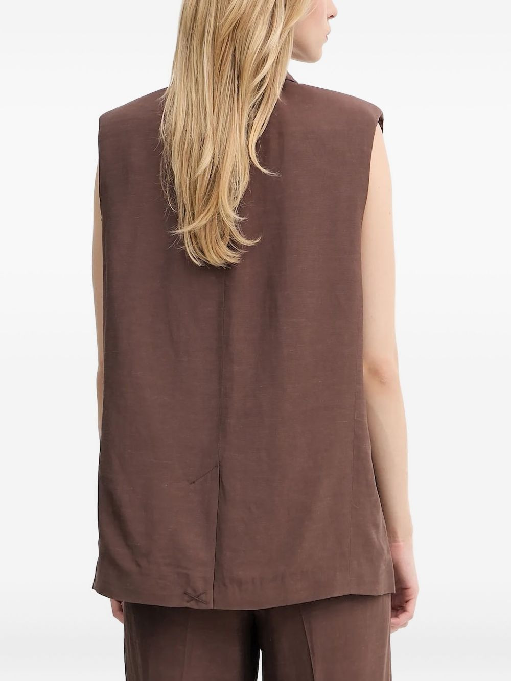 padded-shoulder sleeveless blazer - 3