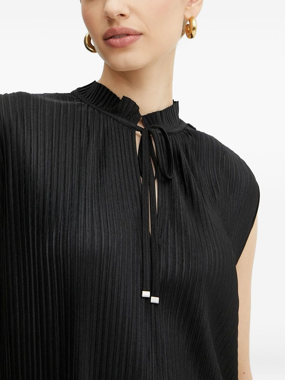 pleated tie-neck blouse - 3