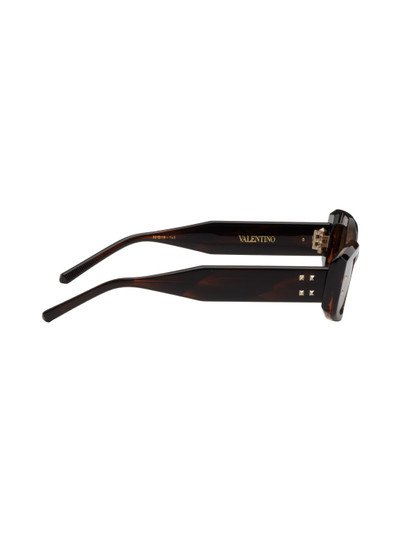 Valentino Tortoiseshell IV Rectangular Frame Sunglasses outlook
