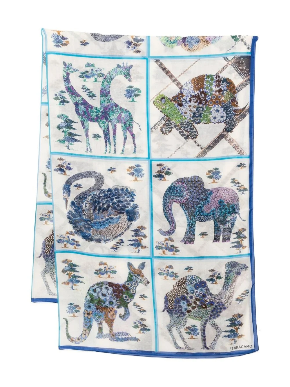 fiori print silk scarf - 1