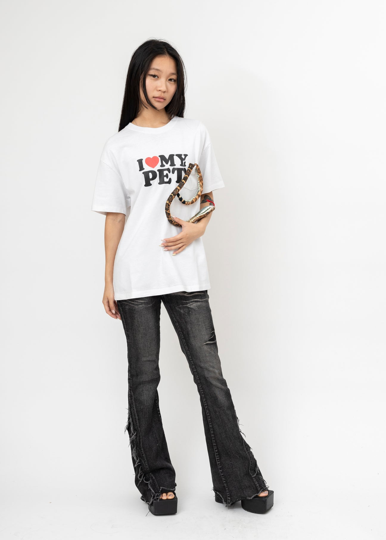 White DOUBLET I Love My Pet Oversized T-shirt - 5