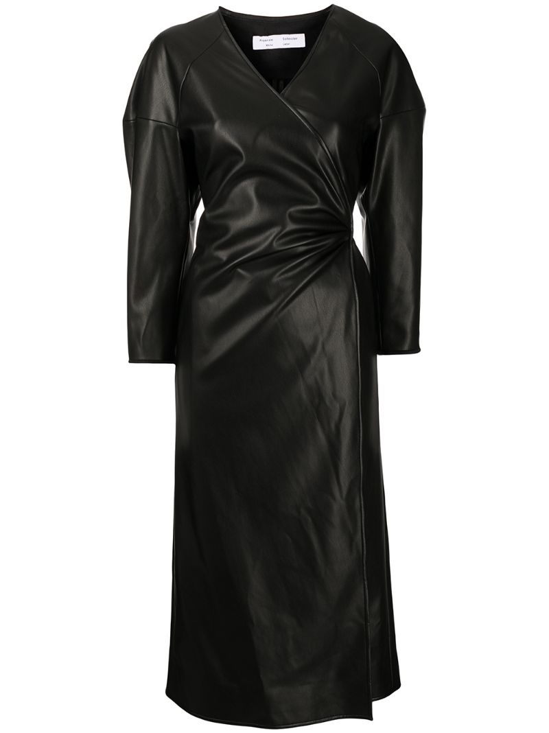 faux leather wrap dress - 1