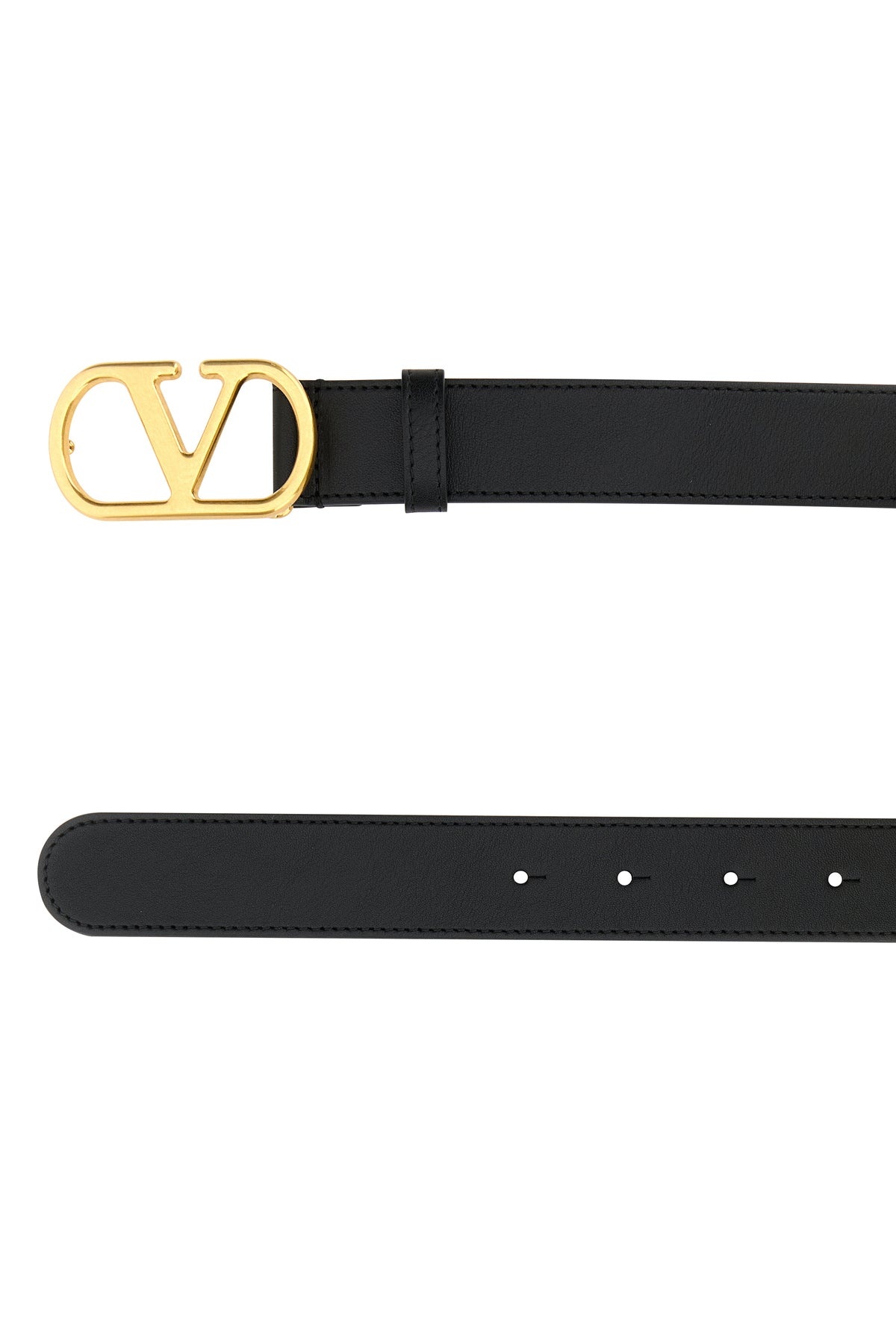 Black leather VLogo belt - 2