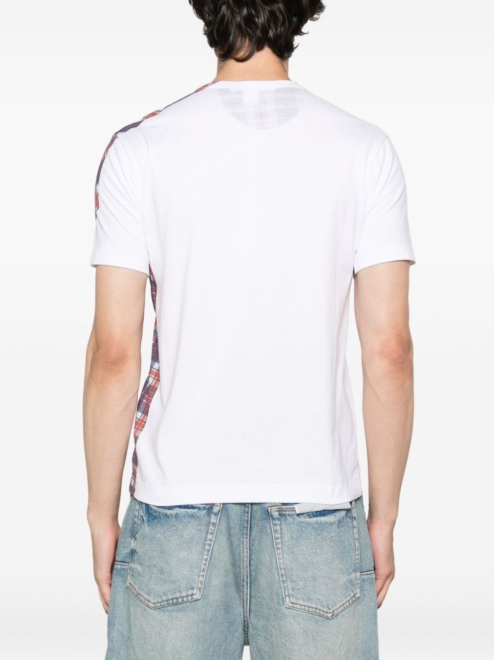 checked panelled T-shirt - 3