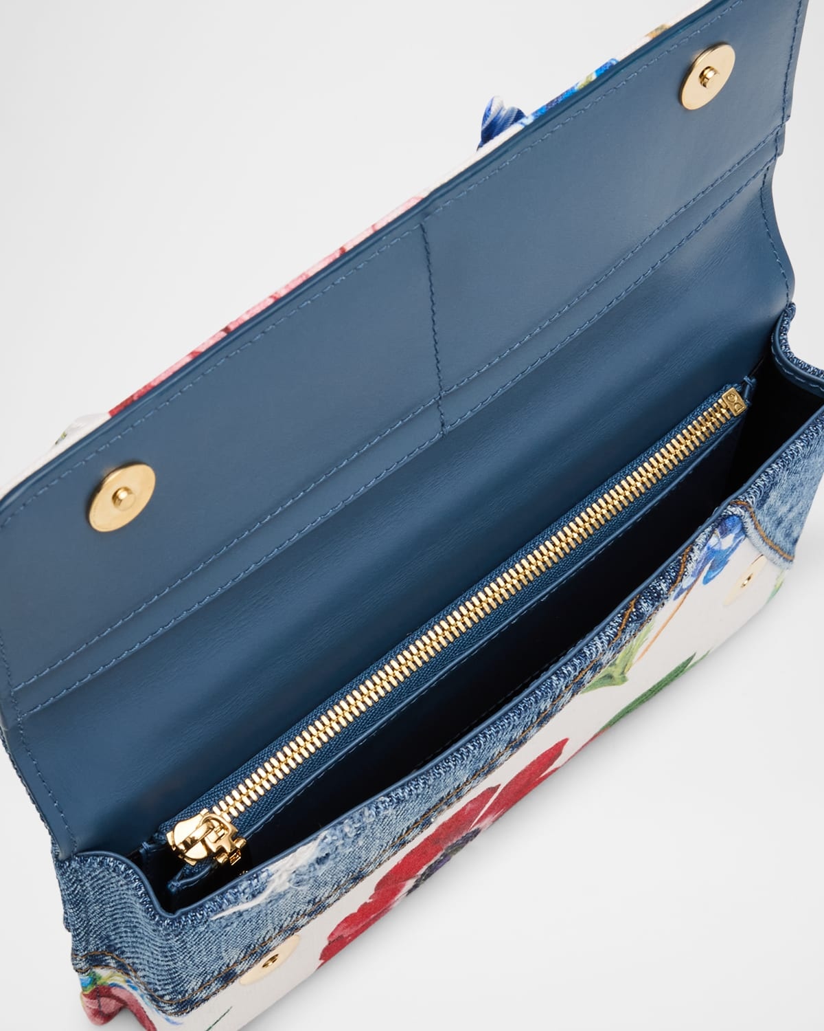 Sicily Floral Denim Wallet on Chain - 4
