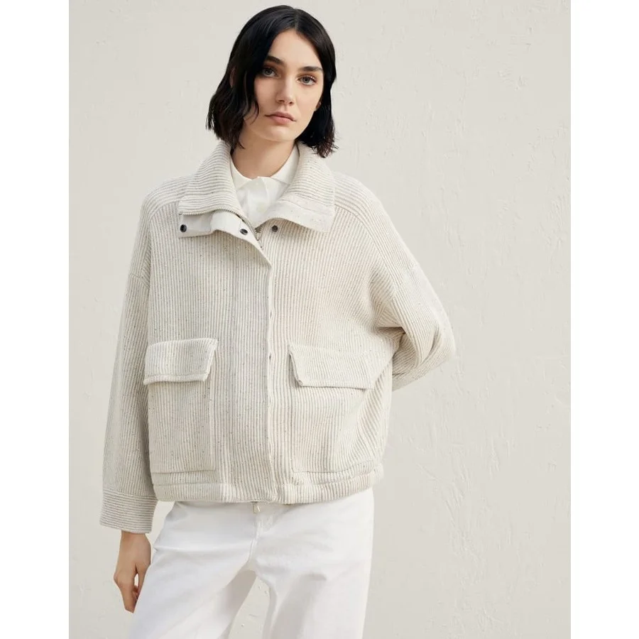 Brunello Cucinelli Wooff White Relaxed Cotton Jacket - 1