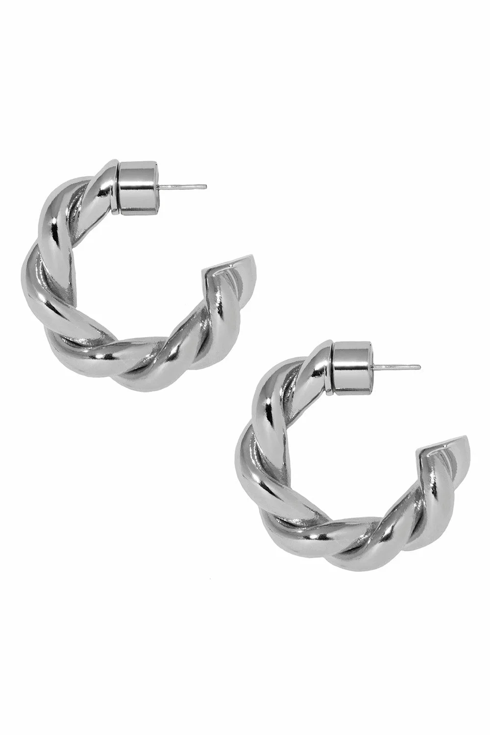 Twisted Lilly Huggie Earrings - Silver - 0.7in - 1
