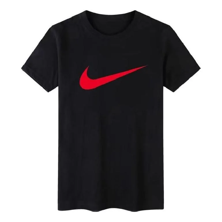 Men's Nike Solid Color Large Logo Printing Round Neck Short Sleeve Black T-Shirt BV0628-010 - 1