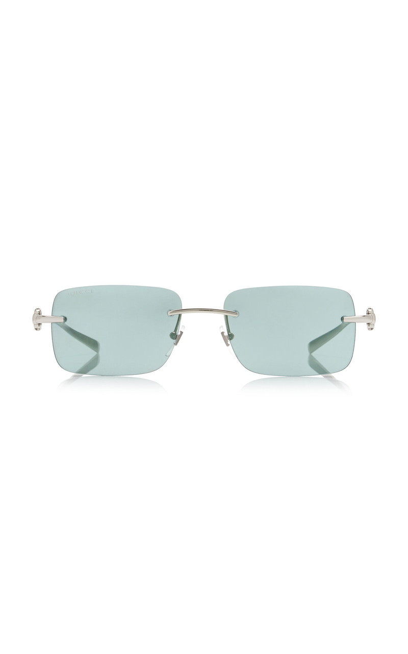 Rectangular-Frame Metal Sunglasses silver 1