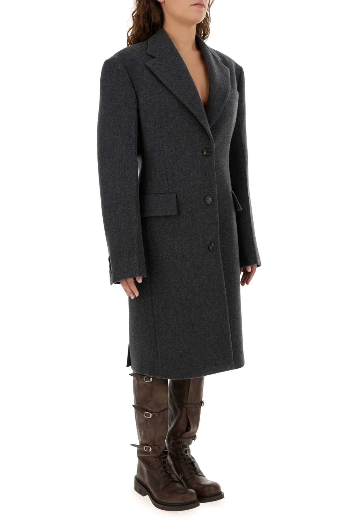 Miu Miu Women Dark Grey Wool Coat - 3
