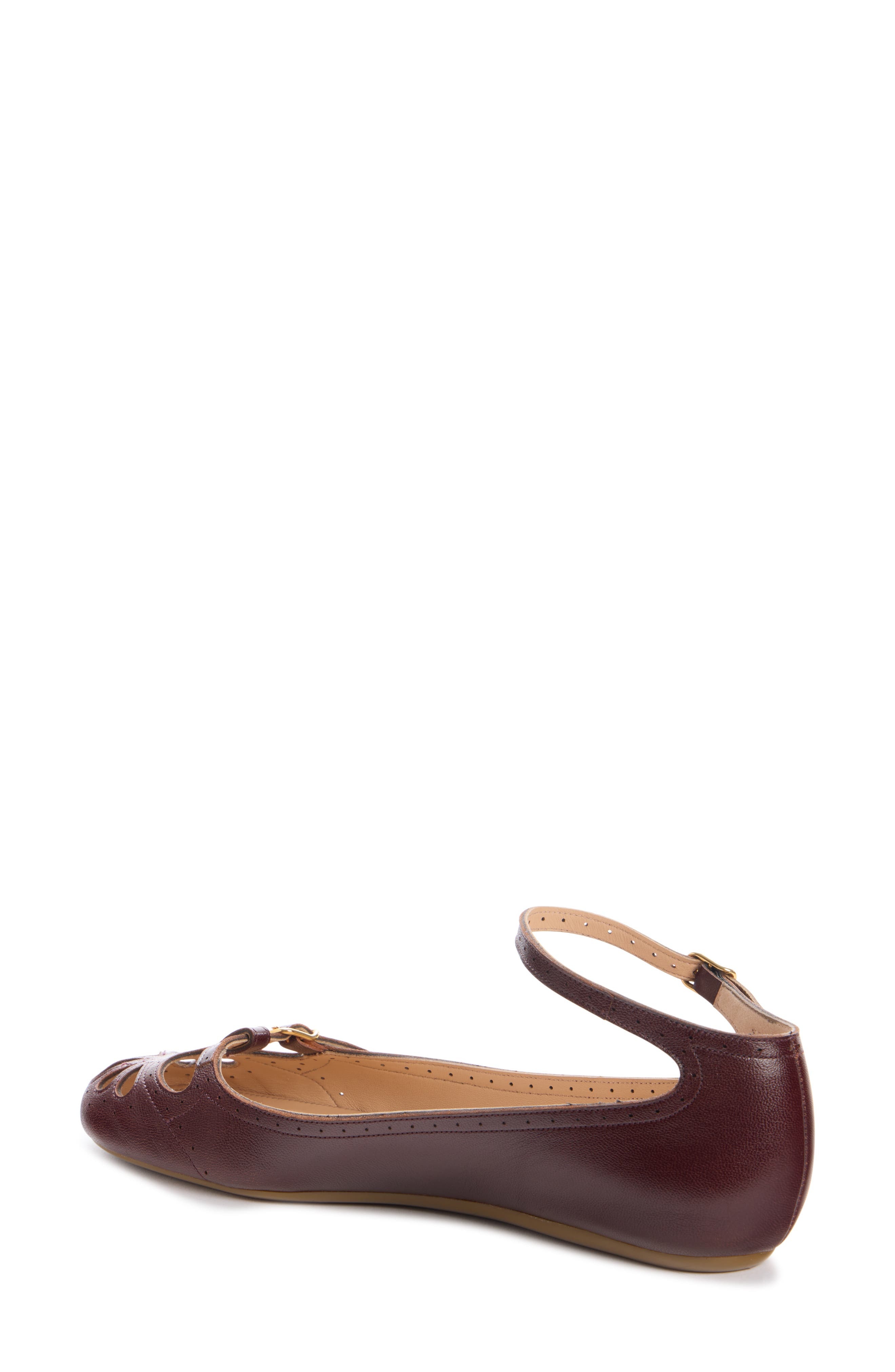 Chloé Misty Cutout Ankle Strap Flat in Burnt Purple at Nordstrom - 2