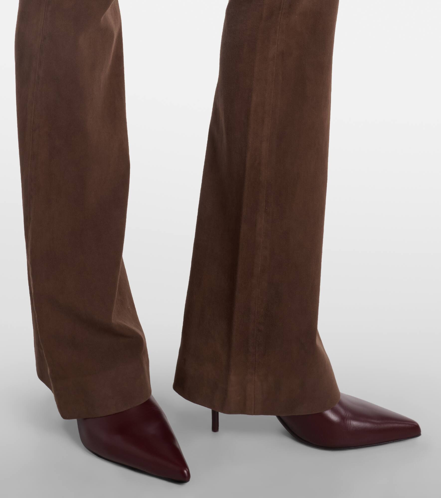 Gracie high-rise suede flared pants - 5