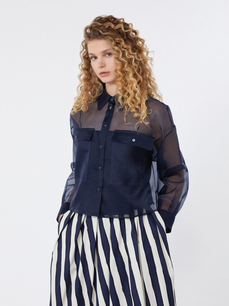 COLOMBA Silk organza shirt - NAVY 5
