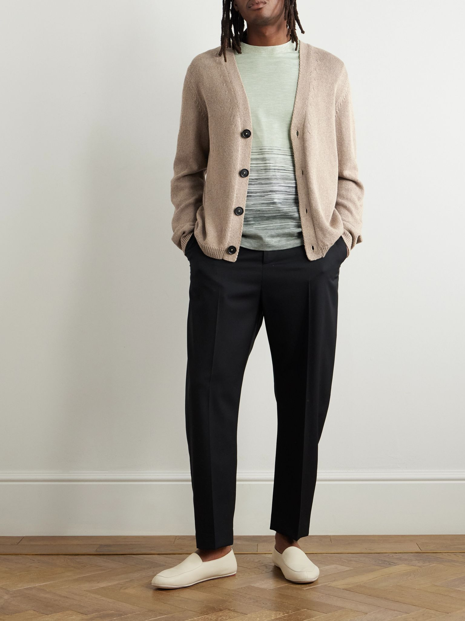 Tony Cotton and Silk-Blend Cardigan Beige - 2