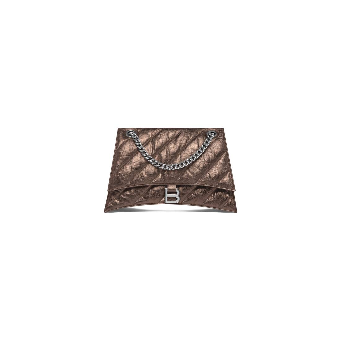 Women's Crush Medium Chain Bag Metallized Quilted  in Bronze - 5