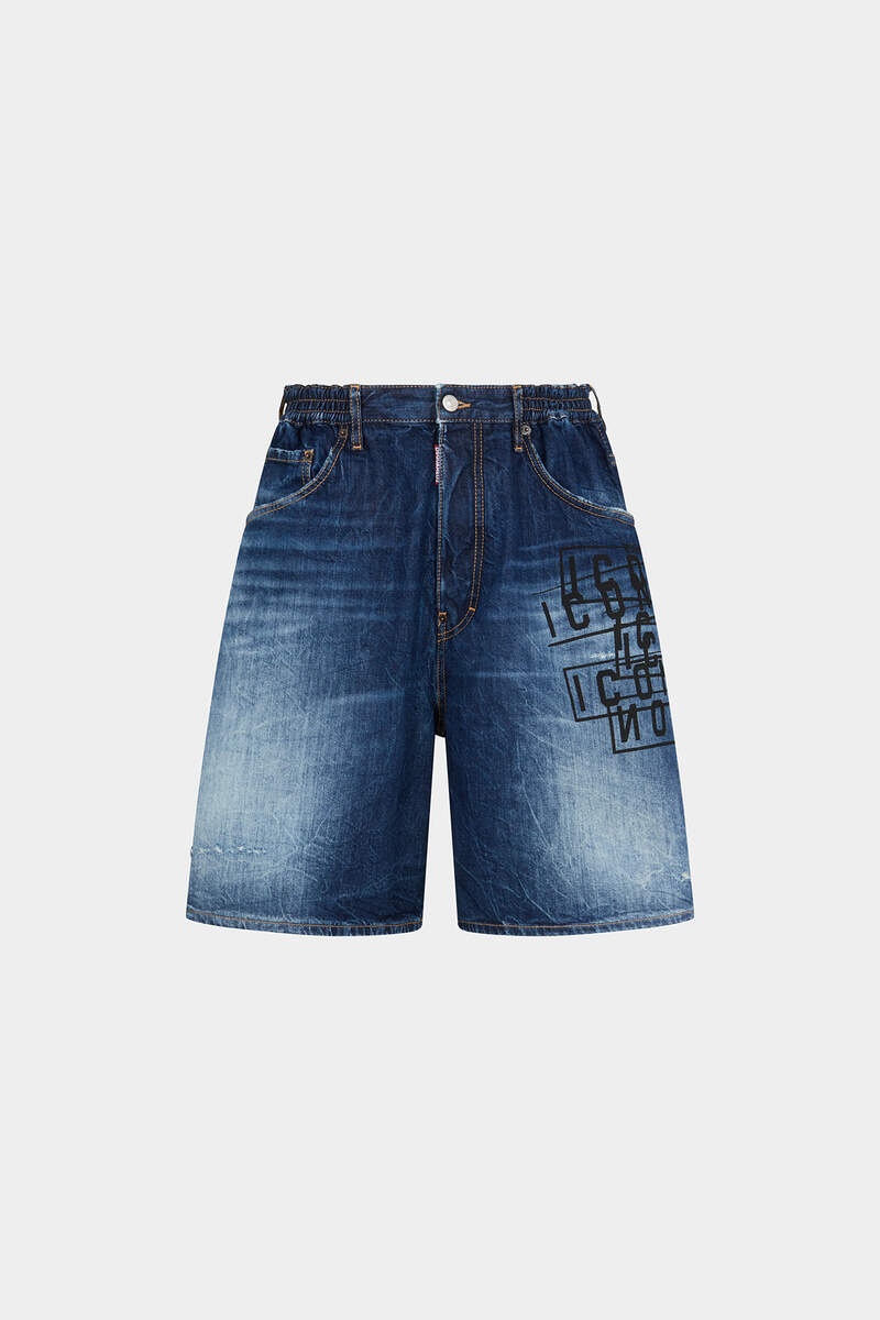 ICON DARK WASH STAMPS SURFER DENIM SHORTS - 1