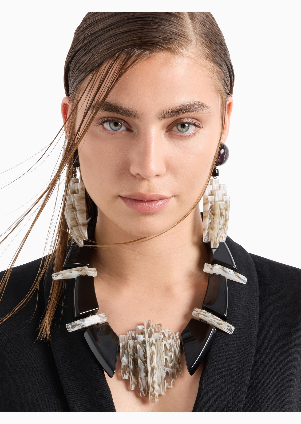 Variegated-effect resin clip-on pedant earrings - 3