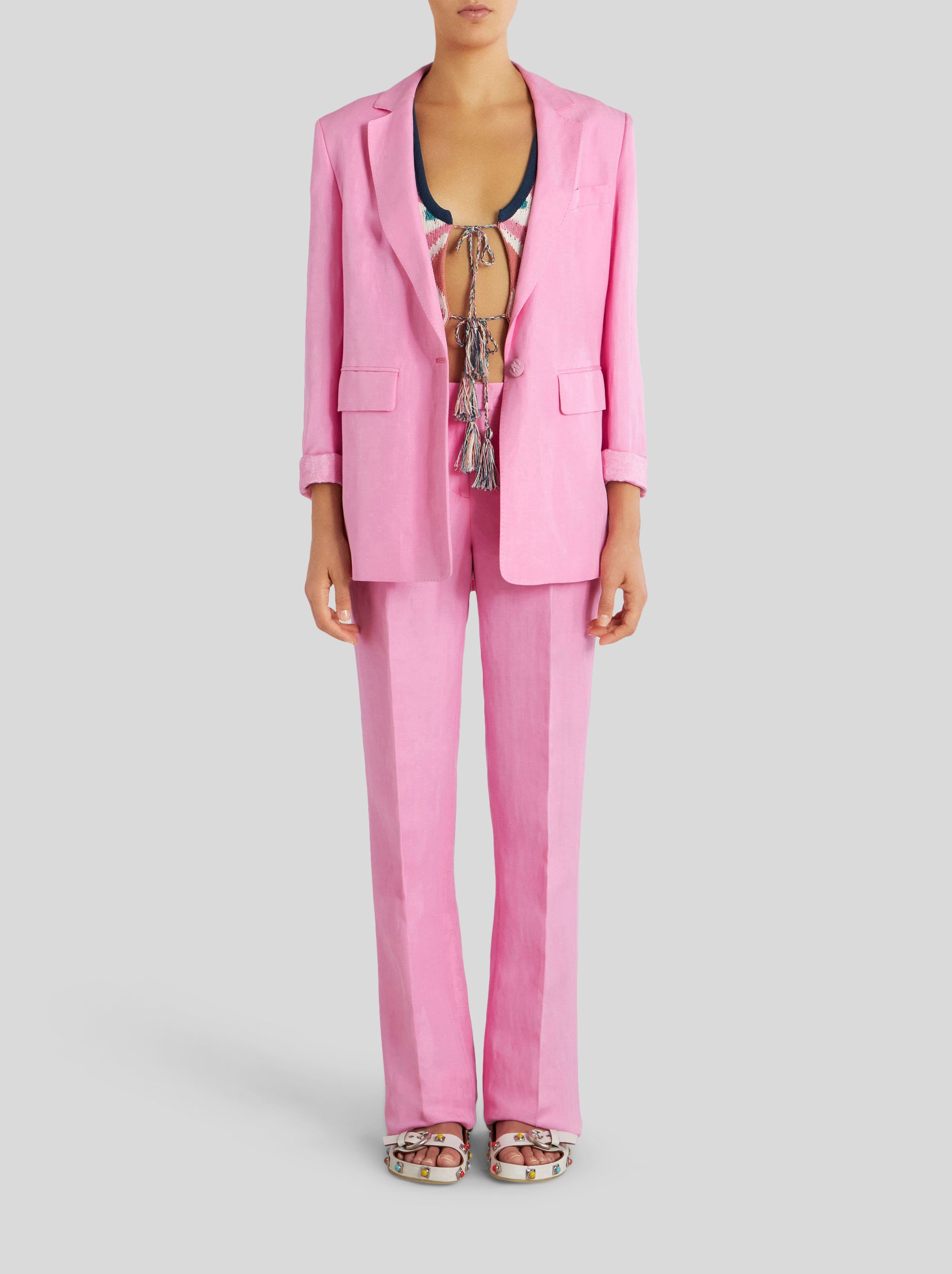 TAILORED LINEN AND SILK TROUSERS - 3