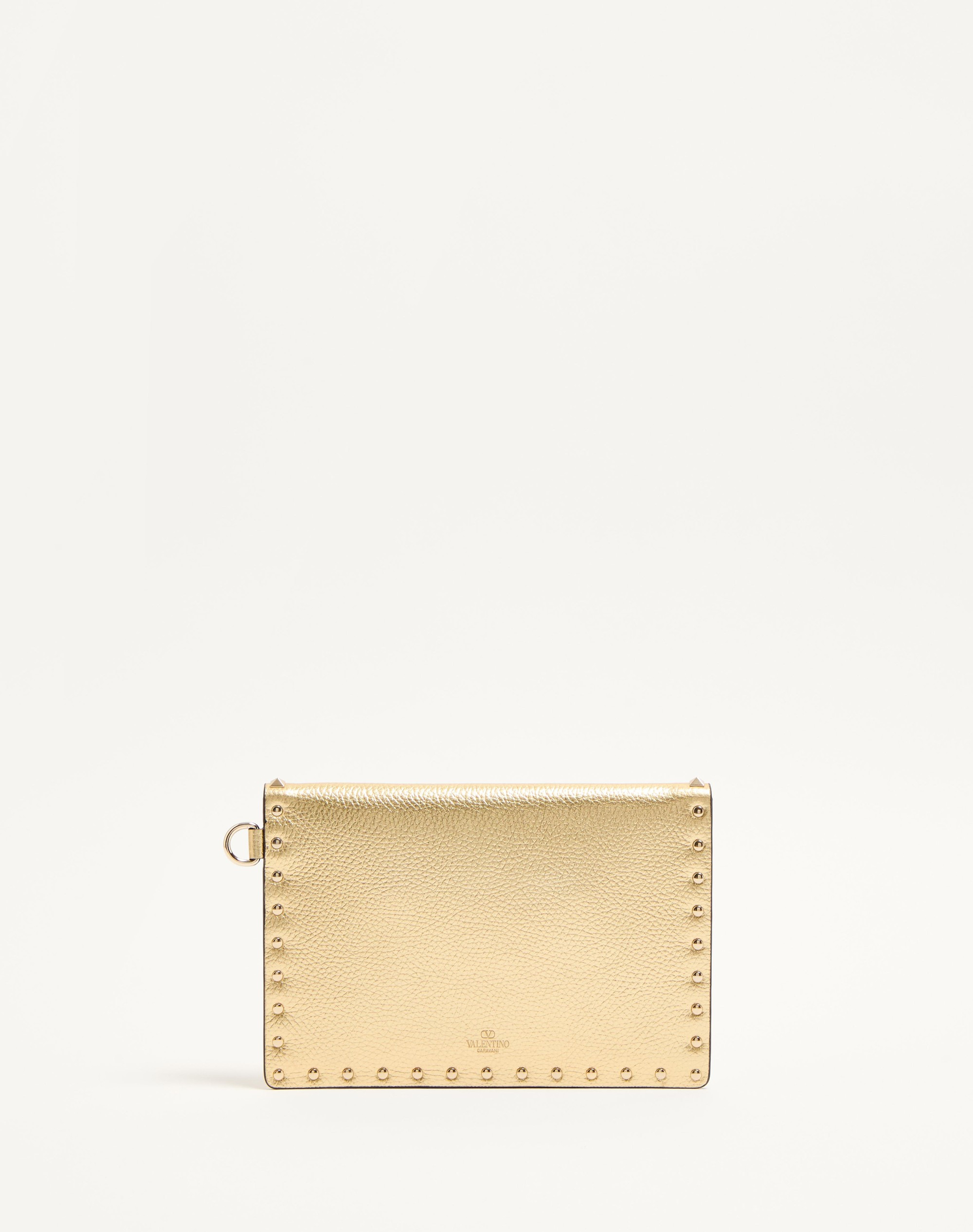 ROCKSTUD LAMINATED GRAINY CALFSKIN CLUTCH BAG - 5