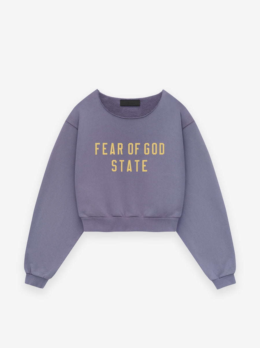 Womens Heavy Fleece Raw Cropped Crewneck - 1
