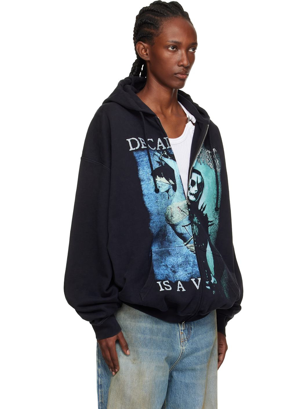 Black Cradle of Filth Cut-Up Oversized Zip-Up Hoodie - 2