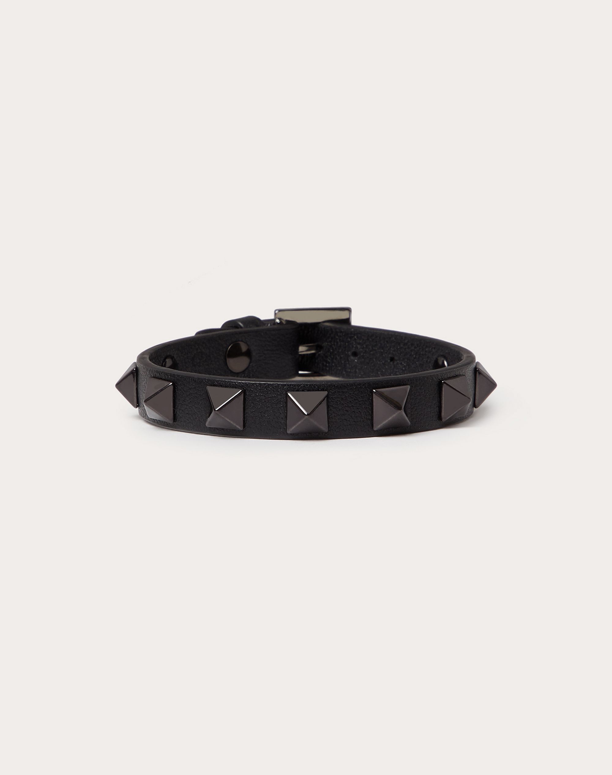 Leather Rockstud Bracelet with PVD-Finish Studs - 1