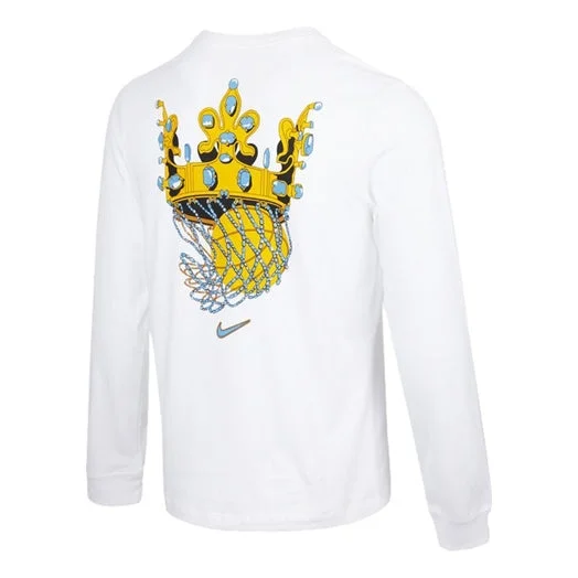 Men's Nike Lebron Sfg Basketball Sports Printing Round Neck Long Sleeves White T-Shirt DN2906-100 - 1
