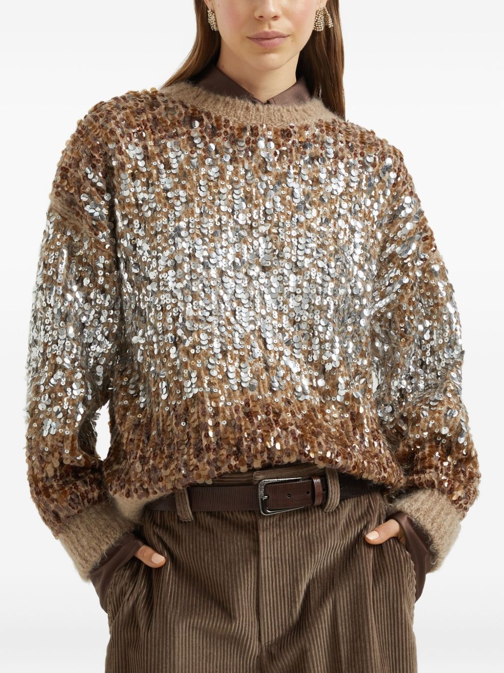 ombré-effect sequin-embellished sweater - 3