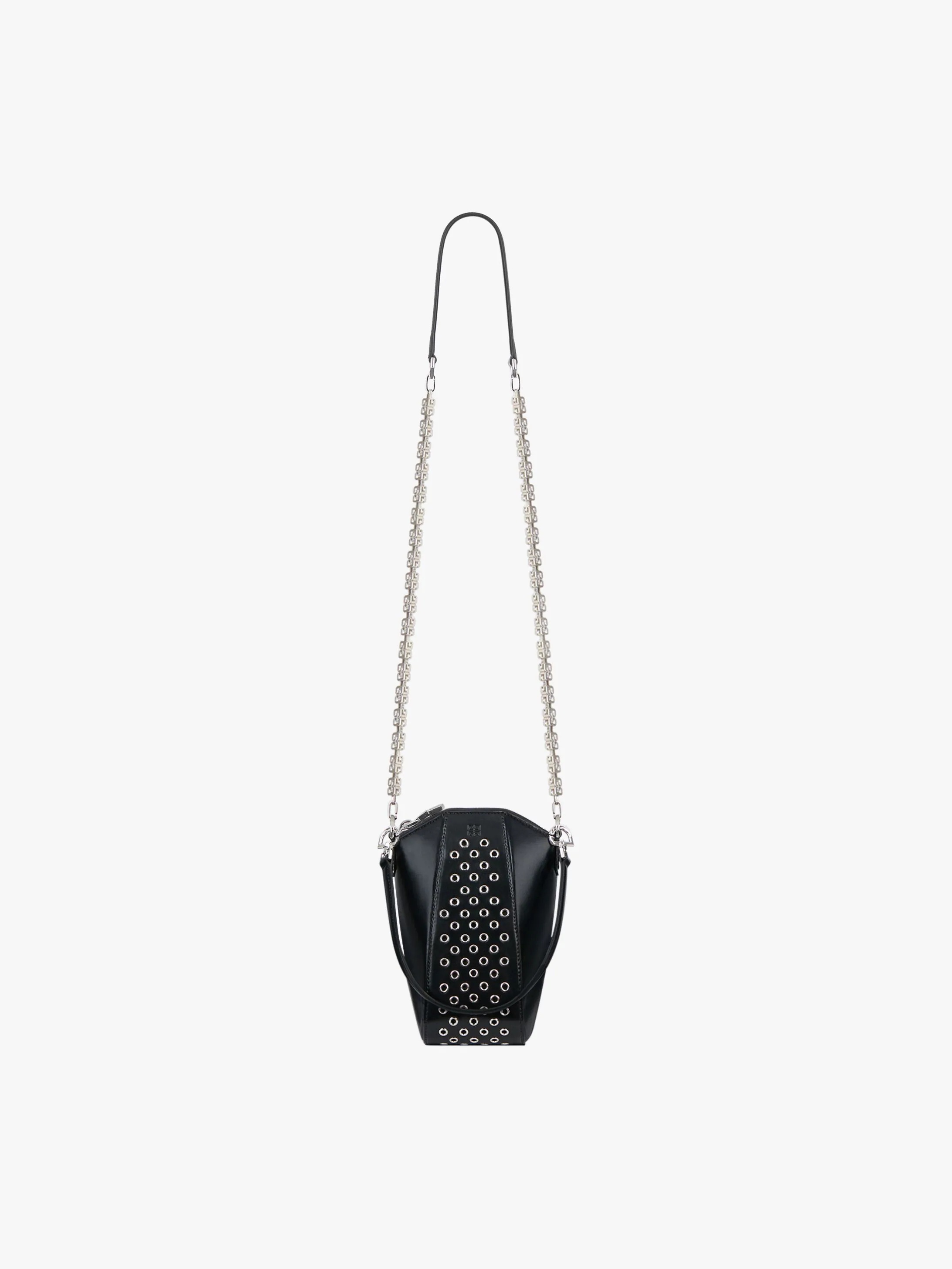 MINI ANTIGONA VERTICAL BAG IN LEATHER WITH METALLIC DETAILS - 1